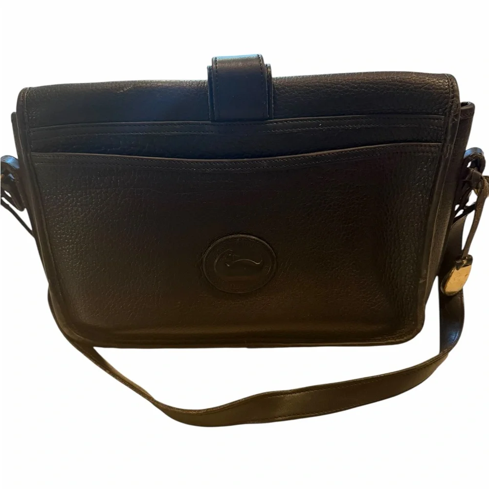 Vintage Dooney and Bourke Classic Black Leather Crossbody Bag Equestrian - Picture 2 of 5